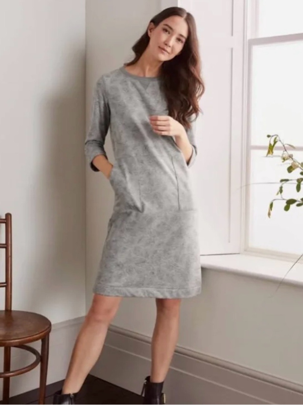 Boden Hannah Cozy Long-Sleeve Shift Dress